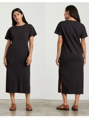 Everlane Black Midi Tee Dress with Chest Pocket Small